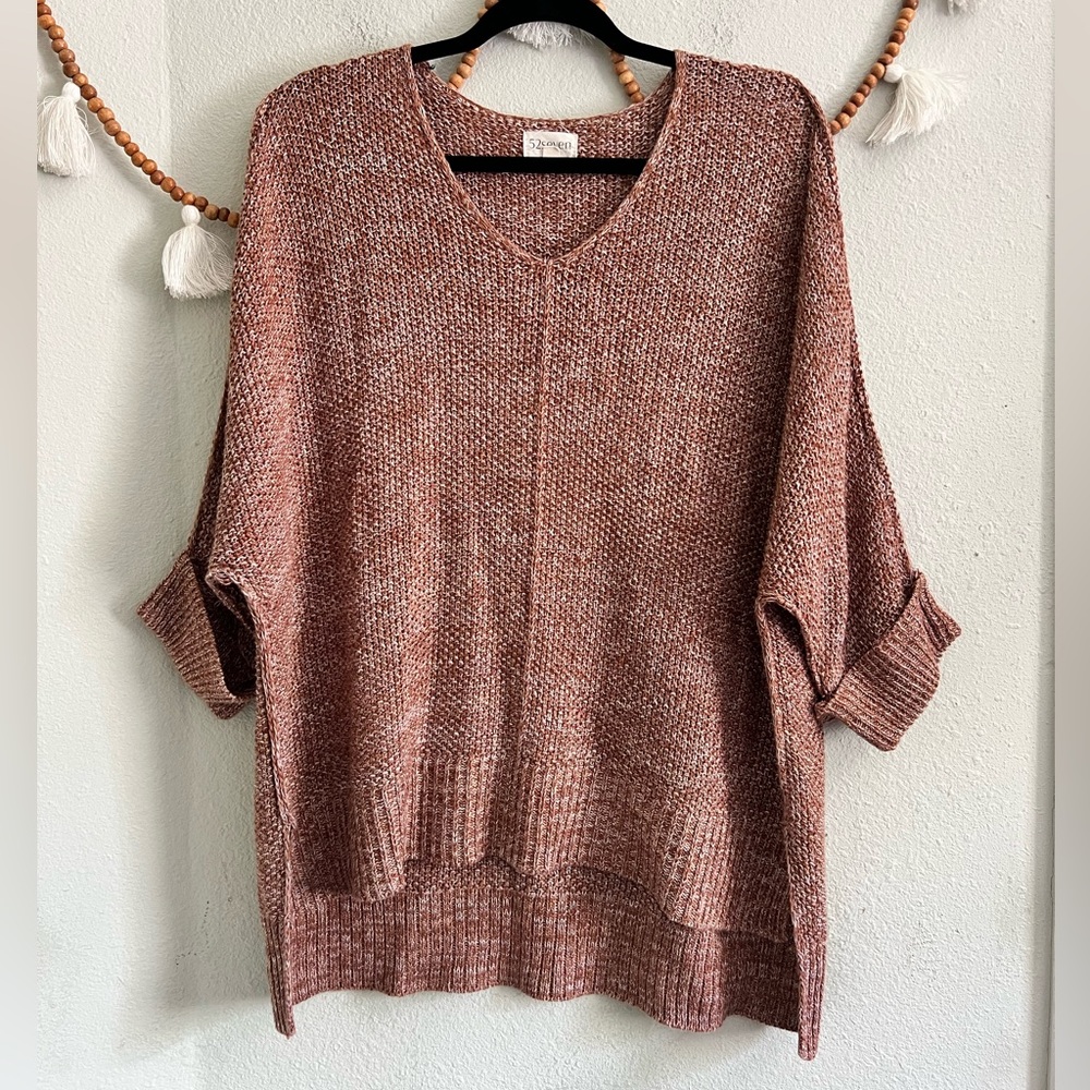 52 Seven brown knit quarter sleeve sweater